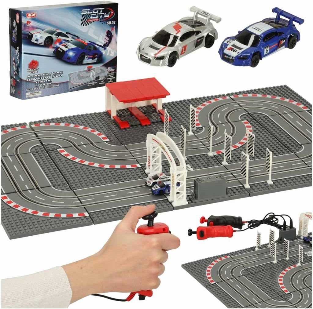 Auto della polizia elettrica pista 2 auto piloti curve Immagine del prodotto 