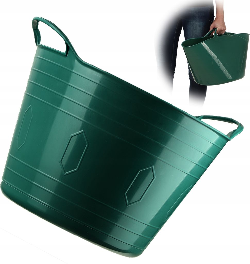 KADAX flexibler Kunststoffkorb mit Griffen, Wäschekorb, multifunktionaler Spielzeugkorb (Grün, 26L)