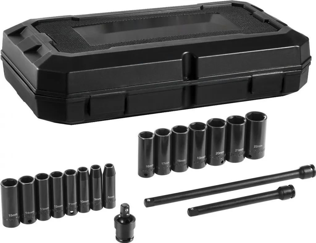Jeu de douilles à choc 3/8 pouces 6 pans en acier ultra résistant