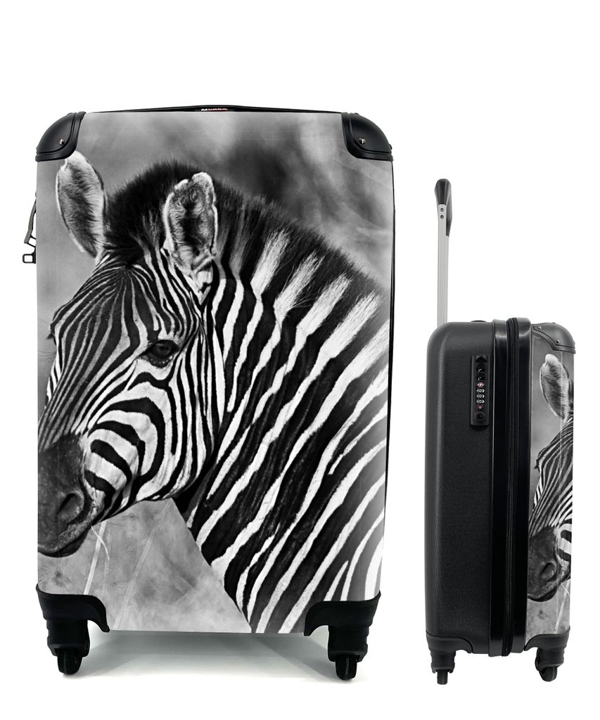 MuchoWow Koffer Handgepäck Trolley Rollkoffer Kleine Reisekoffer mit 4 Rollen - Zebra-Porträt - Cabin Size < 55x40x23 cm & 55x40x20 cm - Fotoko...