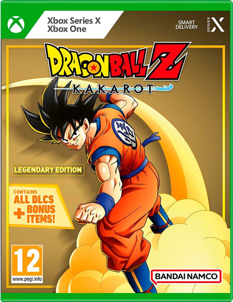 The image shows the front cover of the Dragon Ball Z Kakarot Legendary Edition for Xbox.