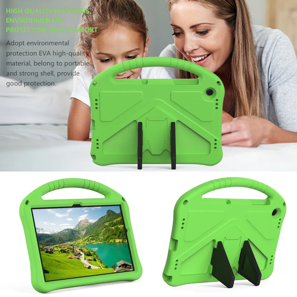 Custodia per bambini per Samsung Galaxy Tab A11 Plus/ A11+ 11", custodia antiurto leggera in EVA con supporto pieghevole e maniglia verde - 3
