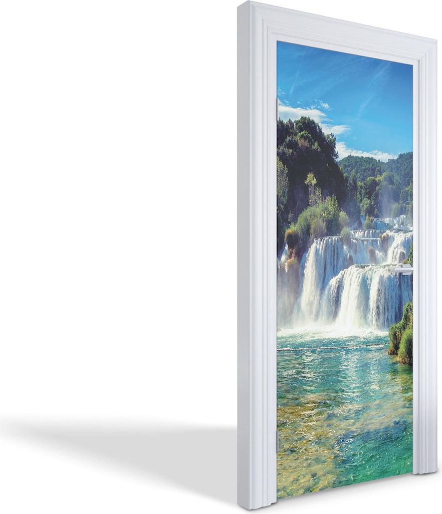 Innentür Folie Modern Selbstklebende Wandsticker Personalisiert - Wasserfälle im Wald - 85 x 205 cm