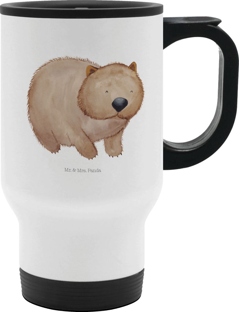 Mr. & Mrs. Panda Teebecher Wombat - Weiß - Geschenk, Tiere, Thermobecher, thermosbecher, Isolierbecher, Spruch, Das Leben Ist schön, Mit Deckel, ...