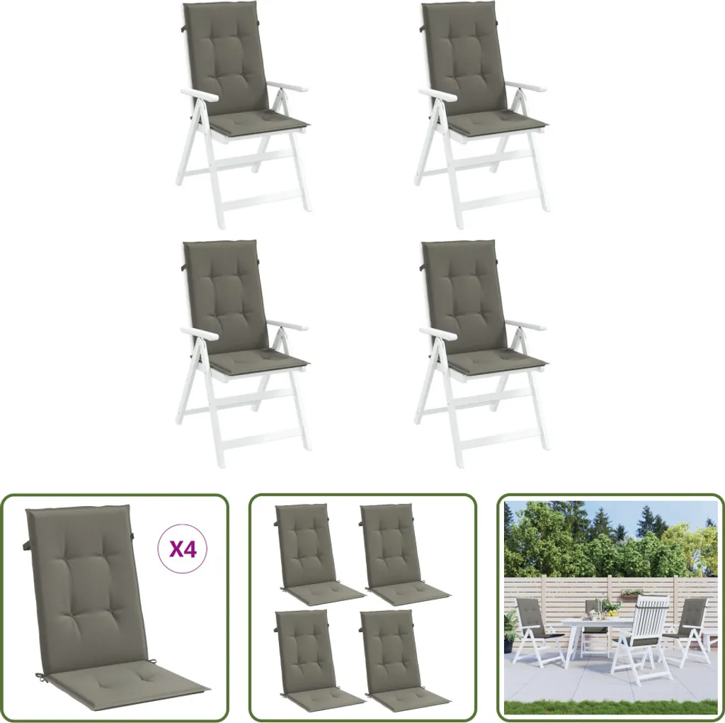 4 Cuscini Alta Qualità per Sedie Esterno Grigio Melange 120x50x4