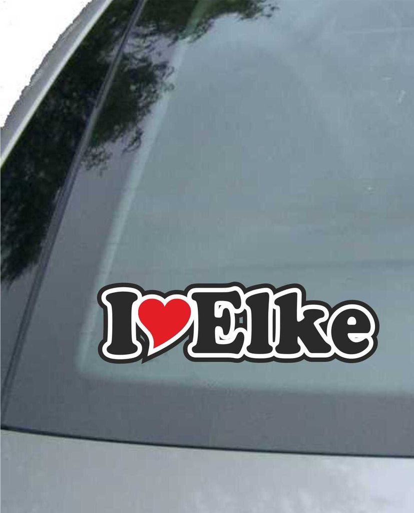 INDIGOS UG - Aufkleber / Autoaufkleber - I Love Heart - Ich liebe mit Herz 15 cm - I LOVE Elke- Auto LKW Truck - Sticker mit Namen vom Mann Frau Kind