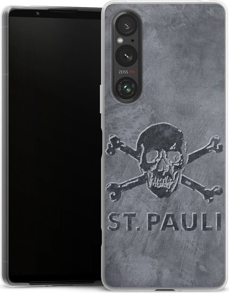 DeinDesign Slim Hülle für Sony Xperia 1 V Silikon Case Ultra Dünn Handyhülle Beton FC St. Pauli Logo