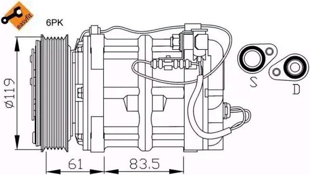 NRF 32108 - OE 3545088 Klimakompressor für C70 I (872, 873), S70 (874), S80 I (184), V70 I (875, 876), XC70 (295)