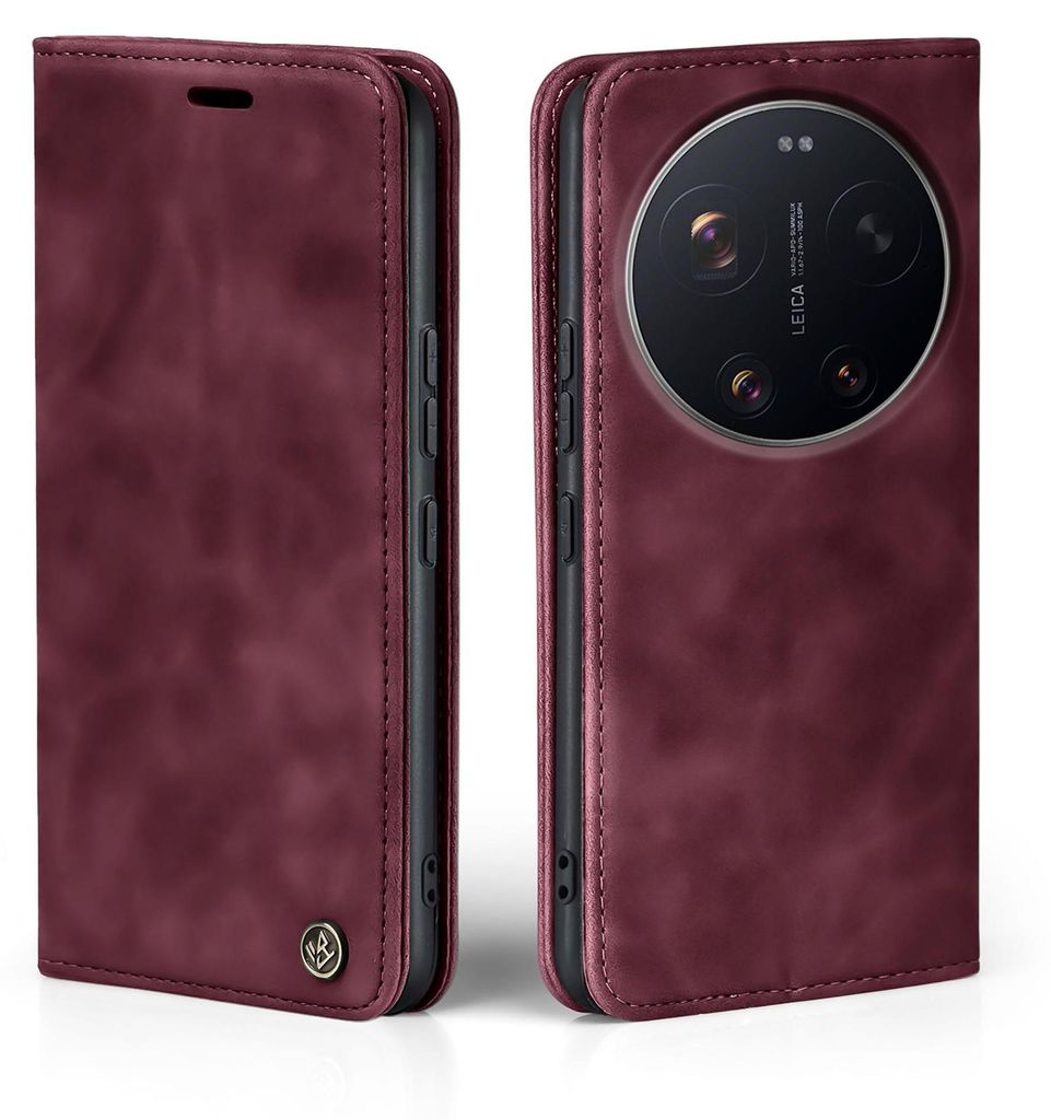 Handy Hülle für Xiaomi 17 Ultra Klapphülle Bookcase Flip Cover Handy Tasche Etui Farbe: Weinrot