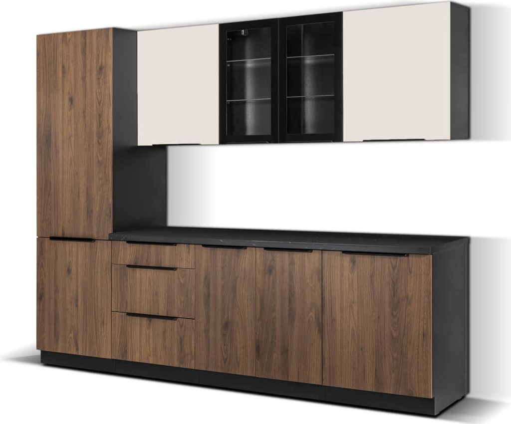 Küchenmöbel-Set "A" Arona/ Monza/ Siena 260cm mit Arbeitsplatte