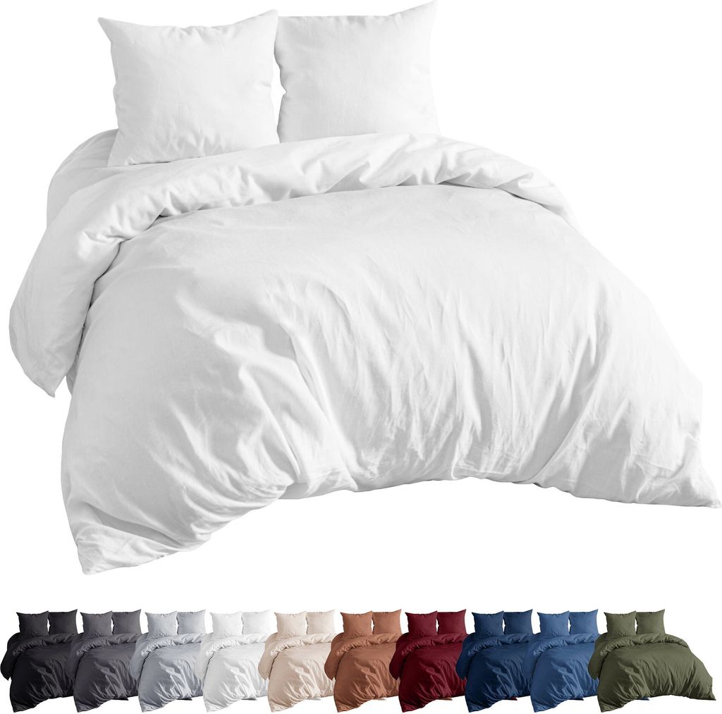 EllaTex Renforcé Bettwäsche Set 155x220 + 80x80 cm Bettwäschegarnitur 100% Baumwolle, in Farbe: Anthrazit Weiß