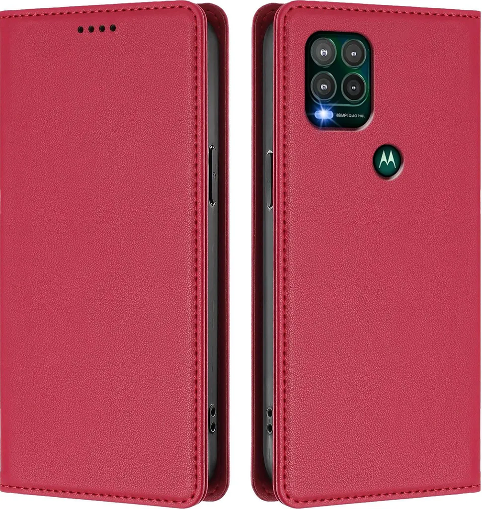 Custodia per Motorola Moto G Stylus 5G 2021, Custodia magnetica antiurto Flip Cover in Finto cuoio con supporto Rosso