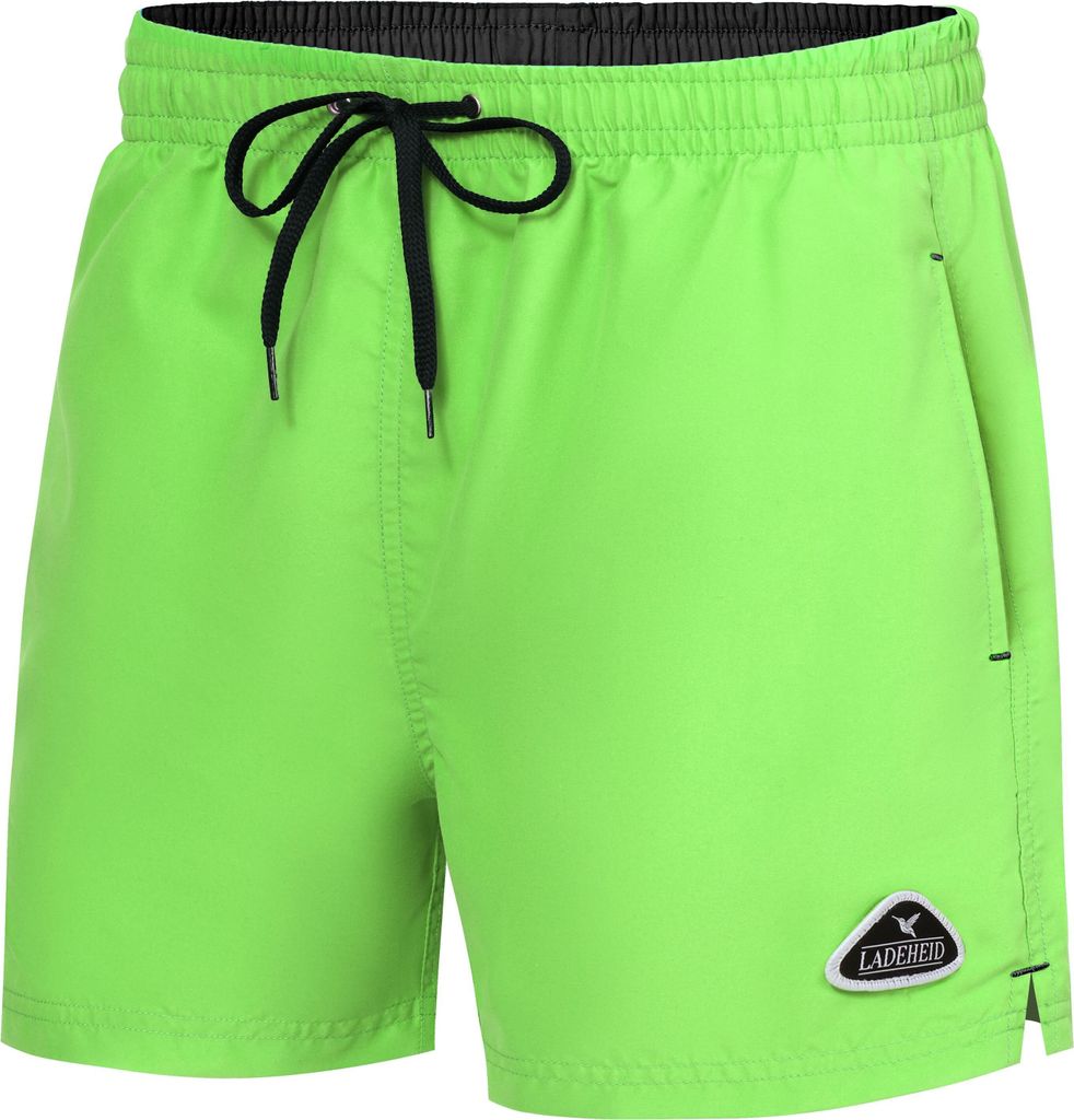 Ladeheid Herren Badehose Badeshorts Beachshorts Schwimmhose LAZA1003 (Hellgrün Schwarz, XL)