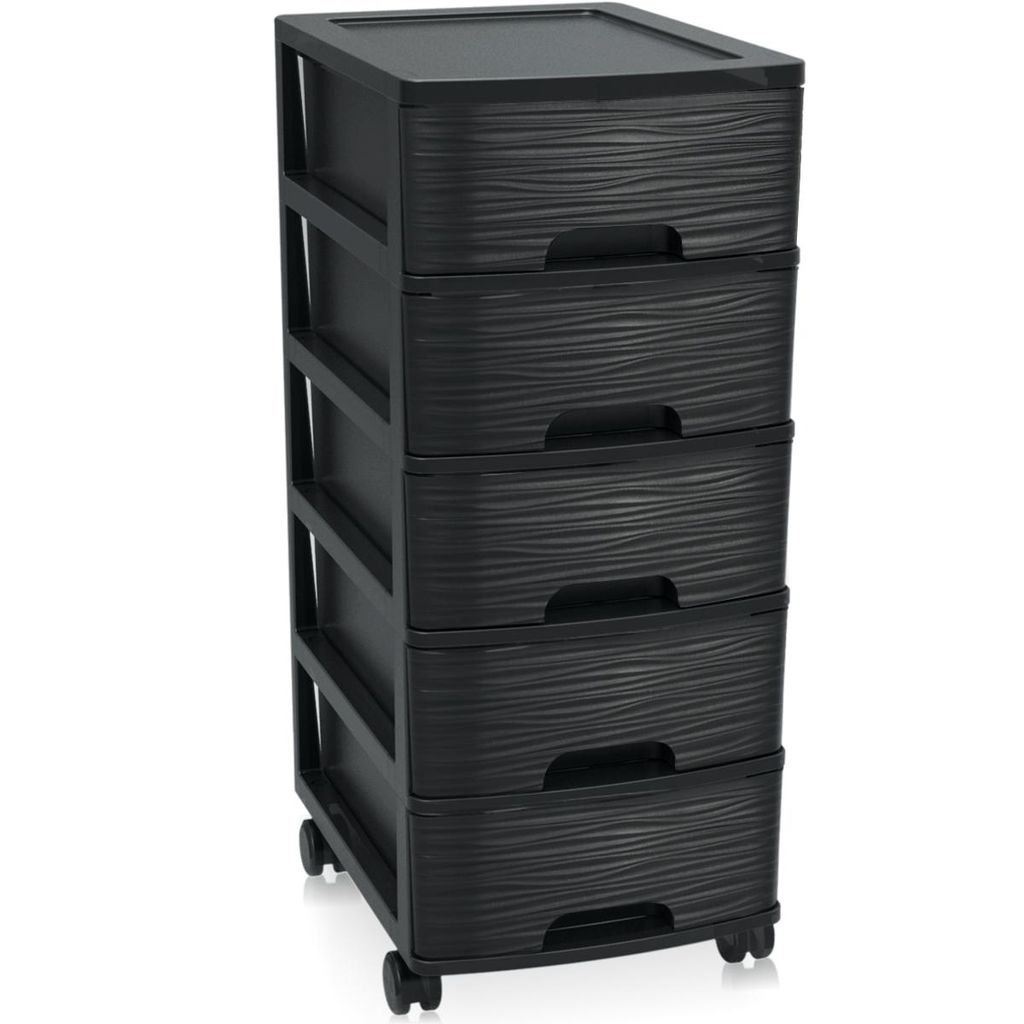 Schubladenschrank mit Rollen Schwarz Rollcontainer mit 5
