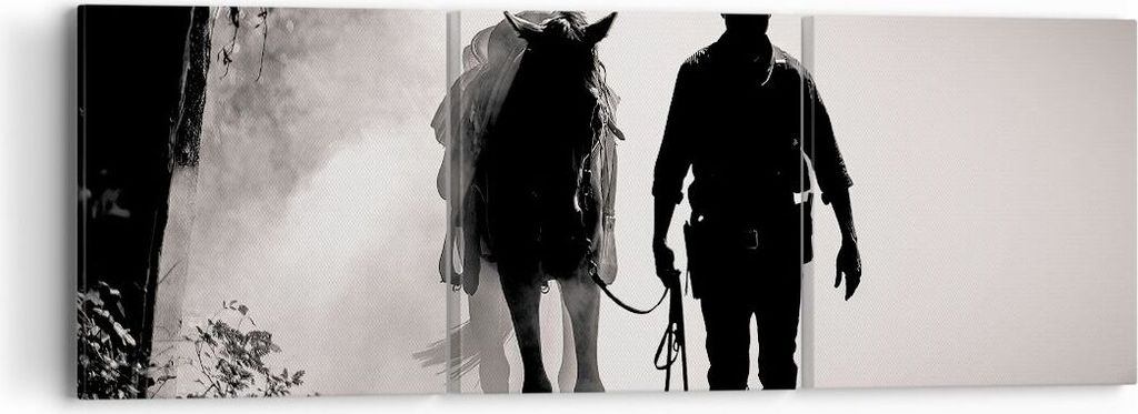 Bild auf Leinwand - Leinwandbild - 3 Teile - Cowboy Pferd Shady - 90x30cm - Wand Bild - Wanddeko - Wandbilder - Leinwanddruck - Bilder - Wanddekora...