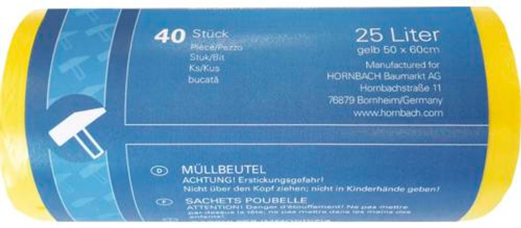 Müllbeutel Extra 50x60cm 25Ltr. gelb 14μ