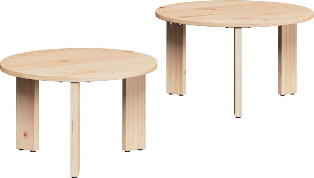 Couchtisch 2 pcs Natur Massivholz Kiefer