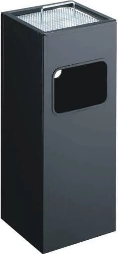 Cendrier carré robuste 17L noir avec sable pour propreté extérieur - 2