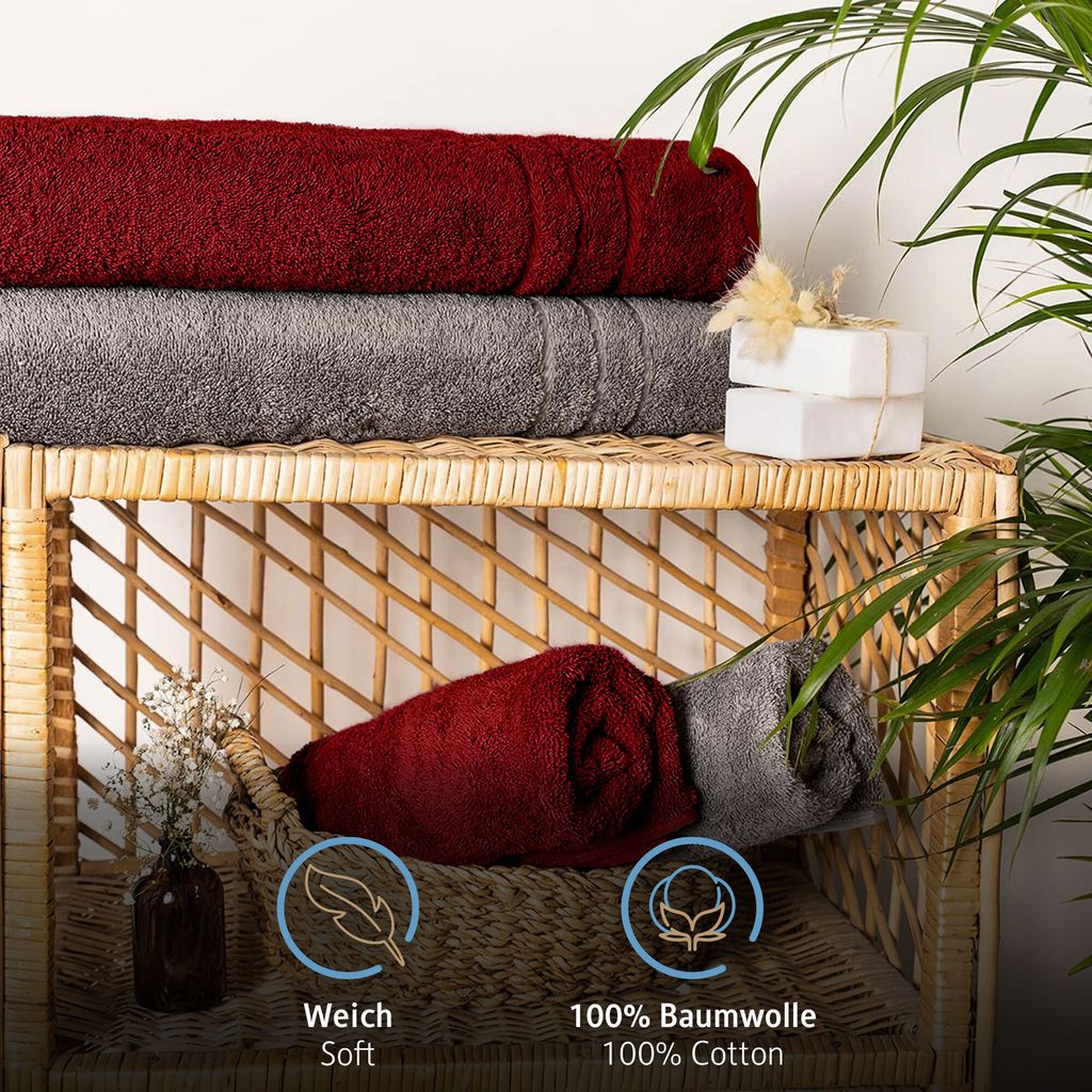 Komfortec Asciugamani 2 Per Sauna 80x200 Cm In 100% Cotone,470 G/m², Asciugamano Doccia Grande, Morbido, Asciugatura Rapida, Grigio Antracite/Verdescura
