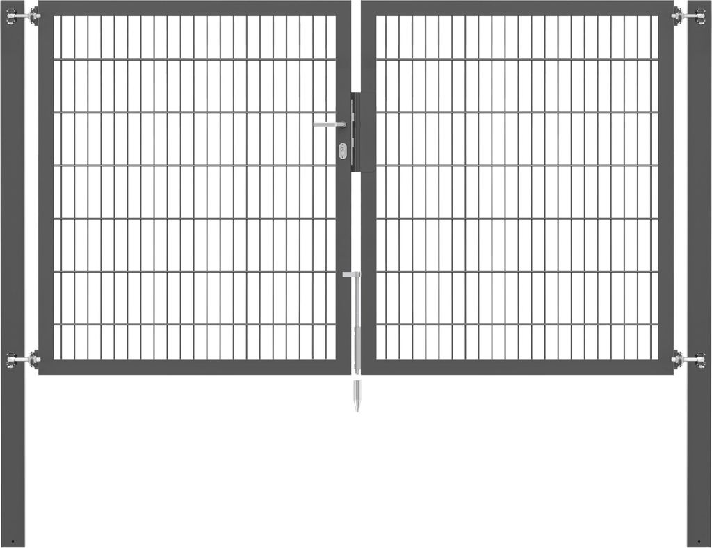 Alberts Doppeltor Flexo Plus mit Zubehör, zum Einbetonieren, anthrazit, Breite 250 cm, Höhe 140 cm, Pfostenstärke 100 x 100 mm