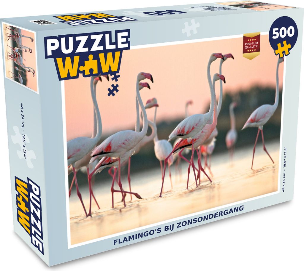 MuchoWow Puzzle 500 Teile Flamingos bei Sonnenuntergang - 500 Teile - Kinder - Selberbauen - Puzzlespiele