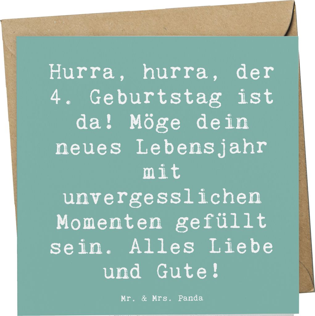 Mr. & Mrs. Panda Klappkarte Spruch 4. Geburtstag Feiern - Meeresbrise - Geschenk, unvergessliche Momente, Alles gut zum, Happy Birthday, anlasskart...