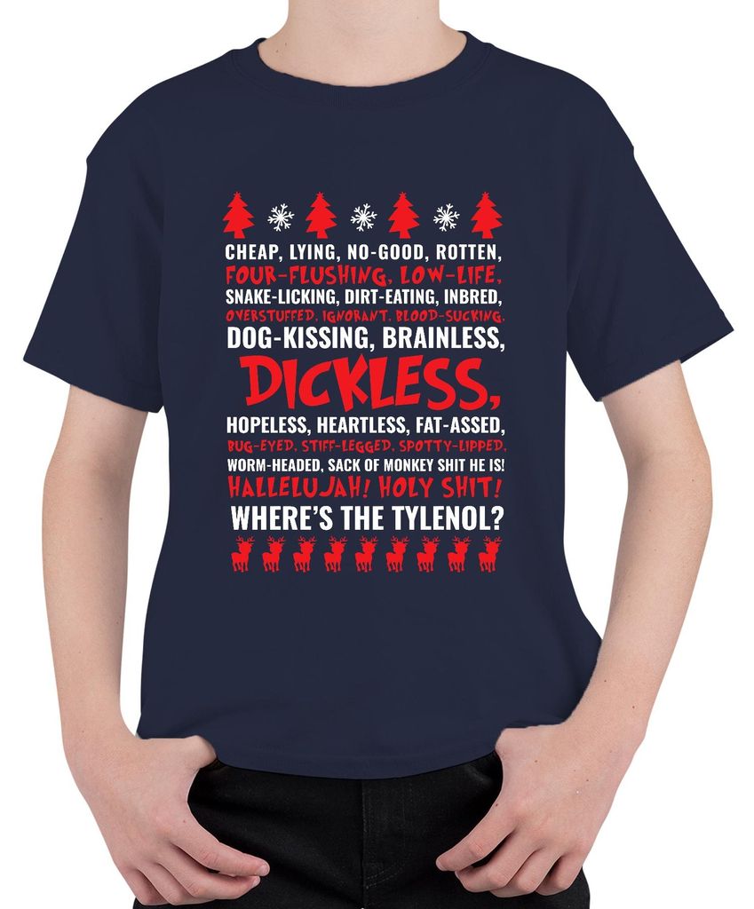 WHERES THE TYLENOL Christmas Ugly Sweater Schöne Bescherung Griswold Uni Kinder T-Shirt, Navy, 152