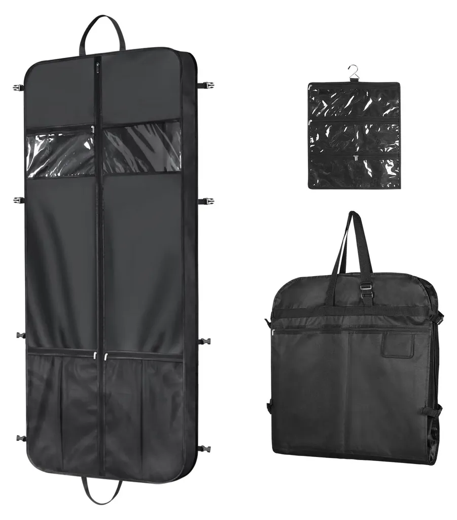Sac de voyage avec 5 compartiments zippés en tissu Oxford noir 152 cm