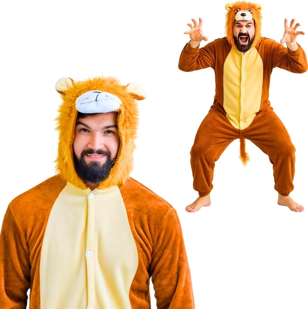 Onesie Kigurumi Pigiama Leone Costume Travestimento M: 155 Immagine del prodotto 