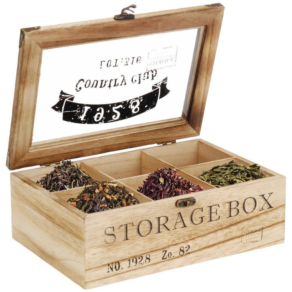 Koopman Teebox aus Holz (6 Fächer)