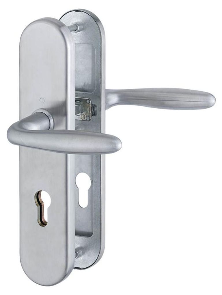 Hoppe Verona Langschild Drückergarnitur für Wohnungseingangstür Edelstahl matt (Entfernung: 72mm) Entfernung: 72mm