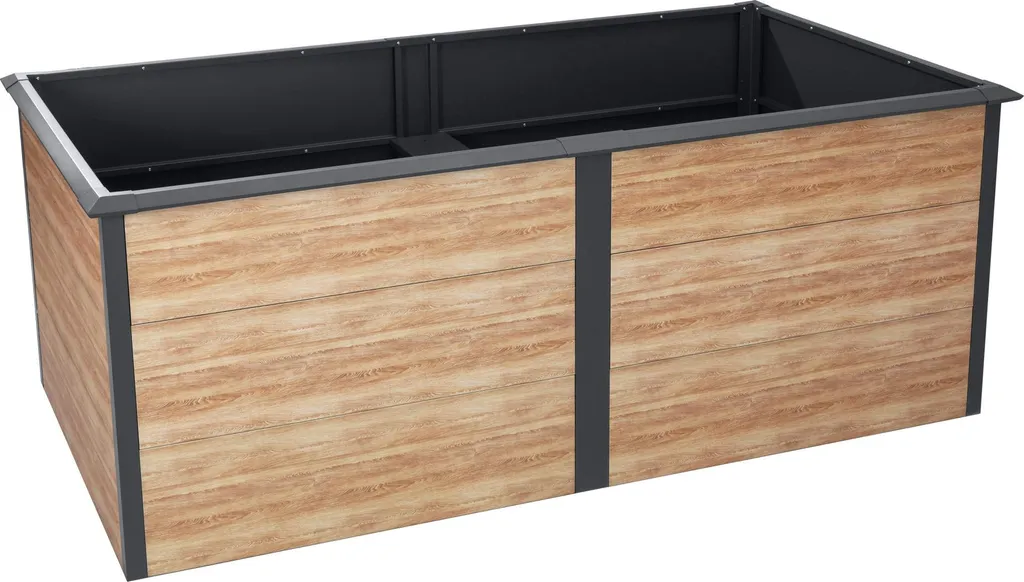 Bac à fleurs surélevé design aspect bois anthracite RAL 7016 Zelsius
