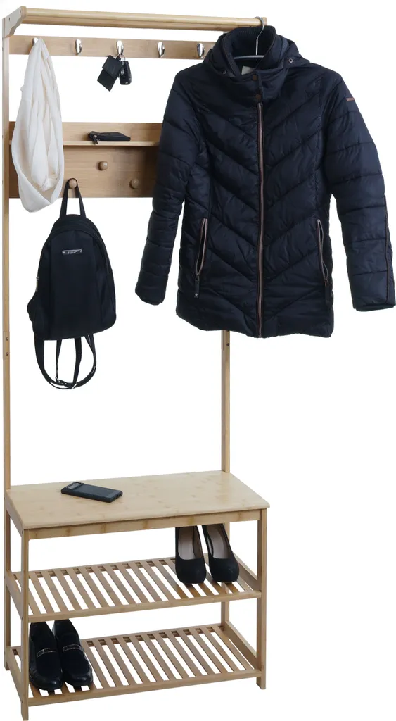 Appendiabiti in Bambù HWC-N82 con Panca Portascarpe | Mobile Ingresso