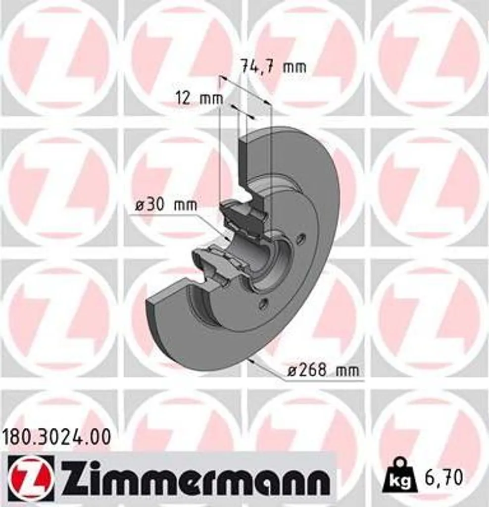 Disque de frein ventilé Zimmermann 180.3024.00 haute résistance OE 424945