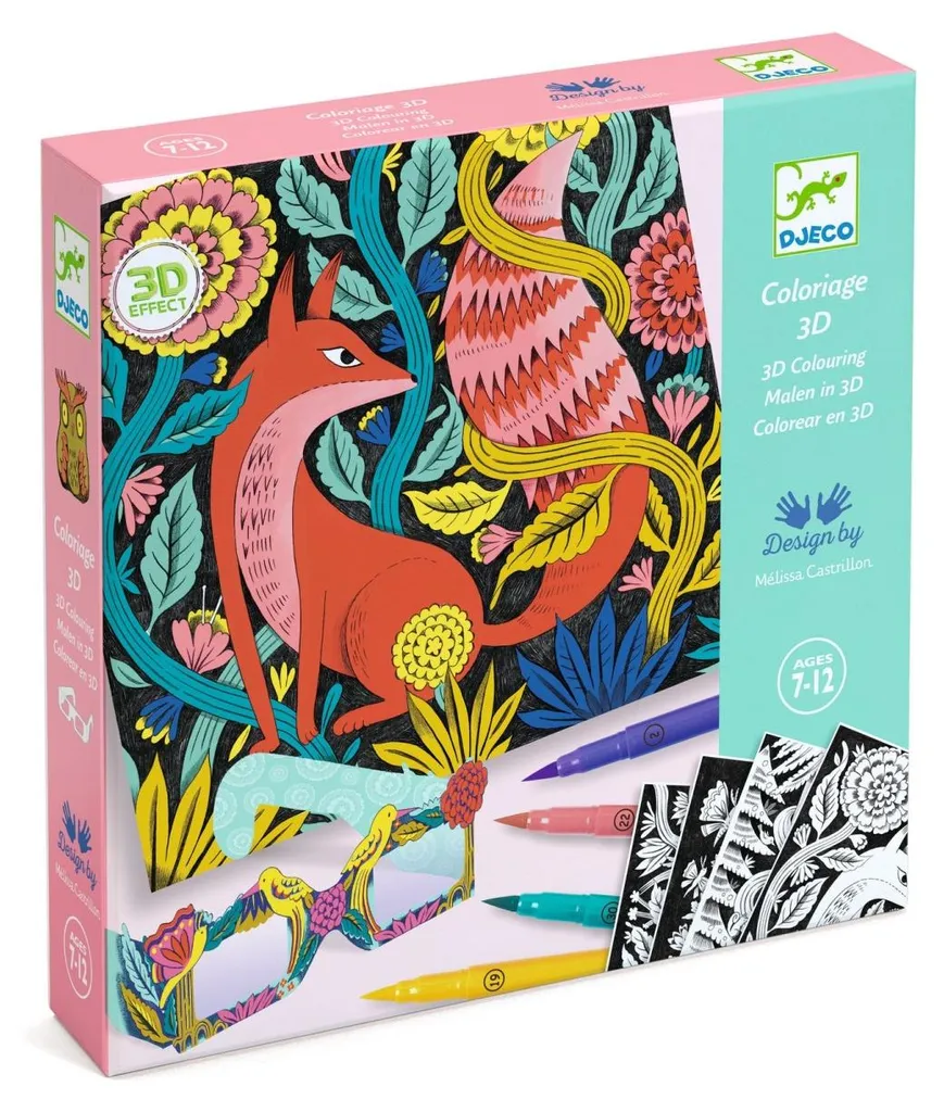 Activité calme sans écran Coloriage 3D Fantaisie forêt enfant créatif