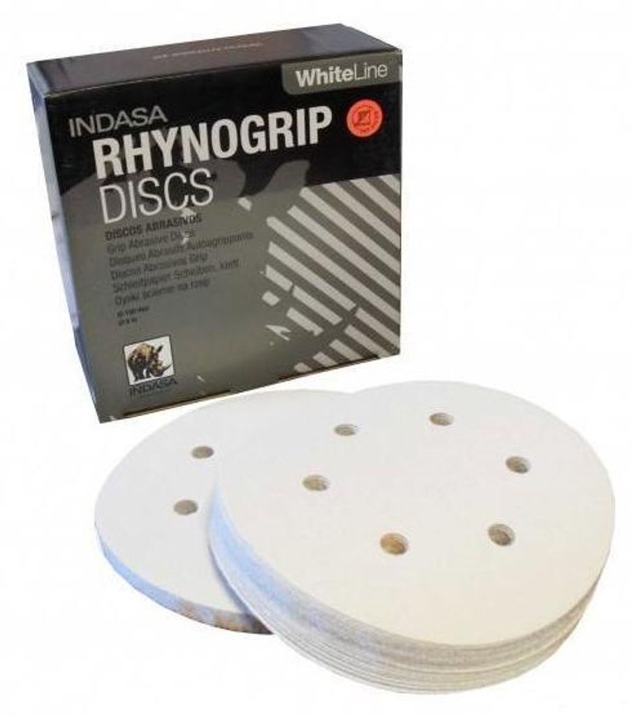 Schleifscheiben INDASA Rhynogrip White Line 150 mm P320 6 Loch Klett 50 Stück