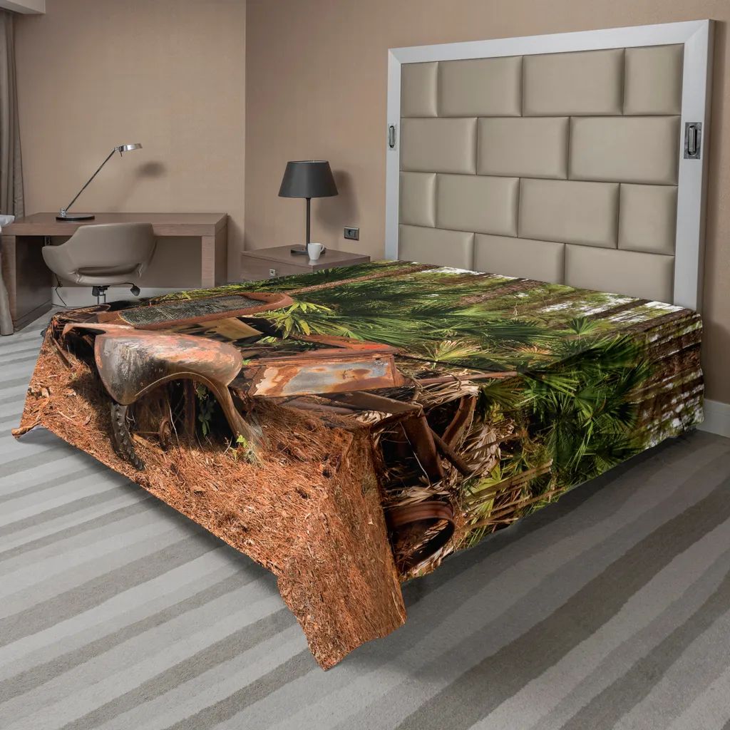 Lenzuolo Artistico ABAKUHAUS Foresta e Trattore Vintage 275x260