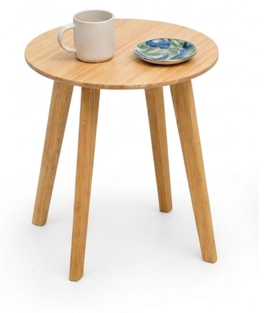 Bambus Beistelltisch rund – einzeln oder als Set –Couchtisch & Sofatisch für Wohnzimmer und Schlafzimmer Natur Ø 42 cm