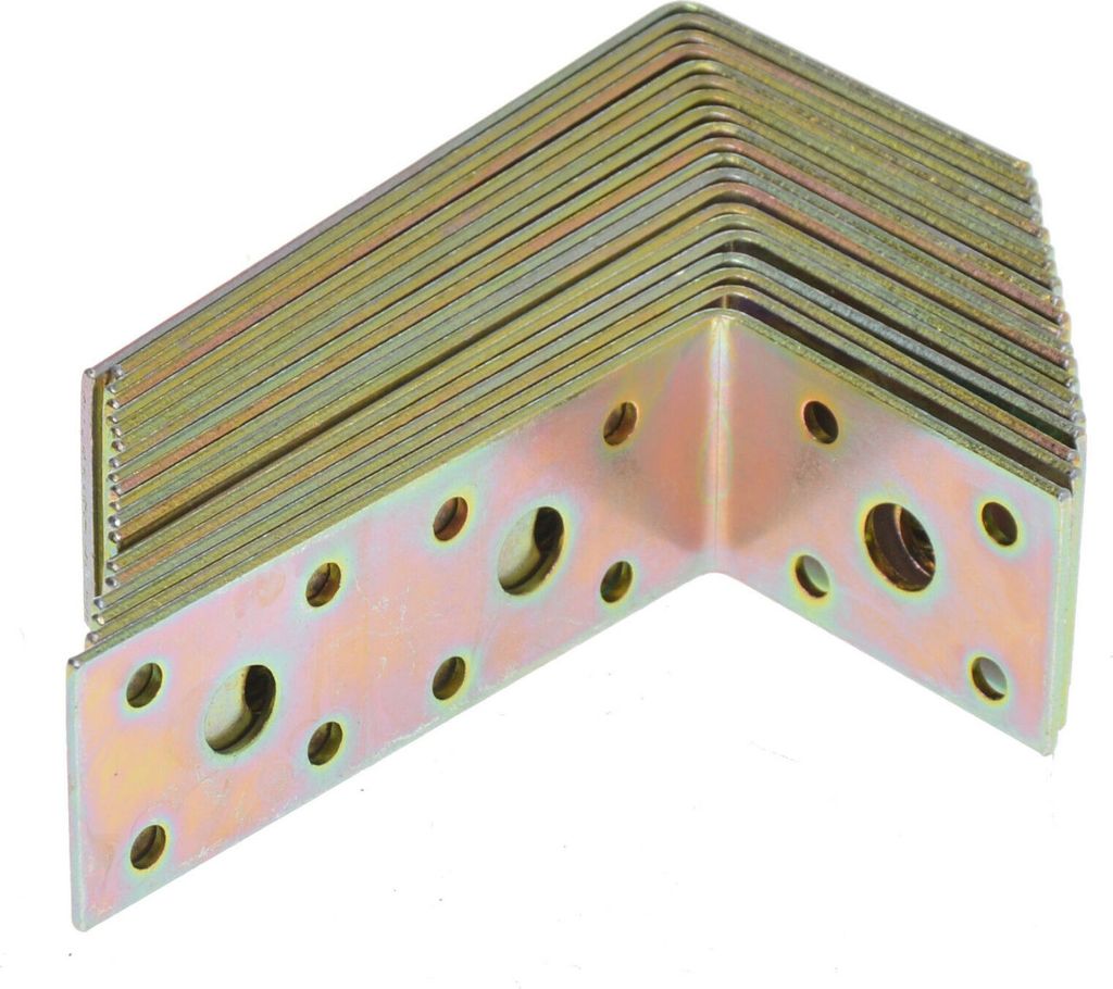 Aqbau 10 x Winkelverbinder Lochplattenwinkel 100x50x35 mm Bau-Winkel verzinkt