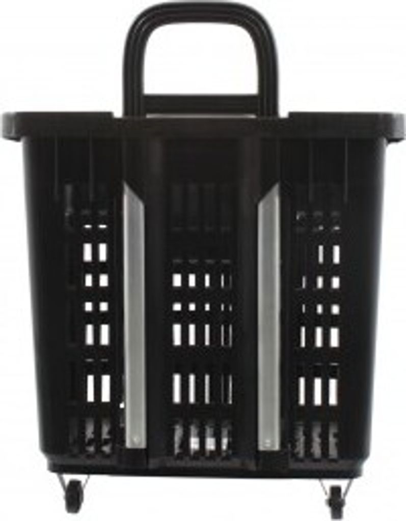 Einkaufstrolley Einkaufskorb m. Rollen 55L Schwarz Produktbild 3