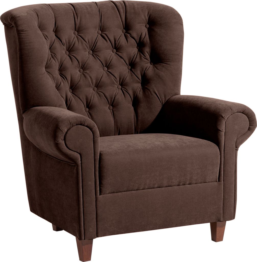 Max Winzer Hochlehnsessel Vicky - Velourstoff braun - Maße: 91 x 90 x 98 cm