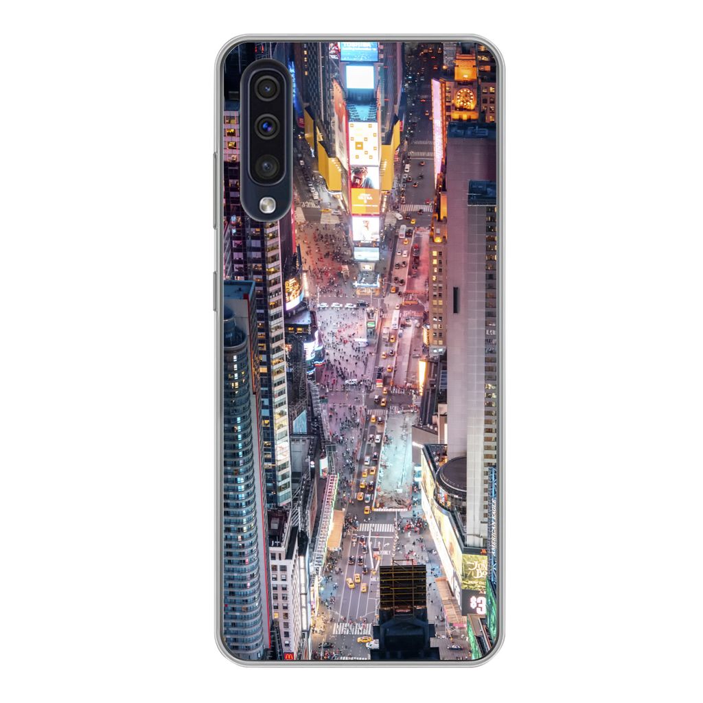 MuchoWow Handyhülle Schutzhülle Hülle für Samsung Galaxy A50 Blick von oben auf den Times Square in New York Silikon Softcase Handy Hülle - ...