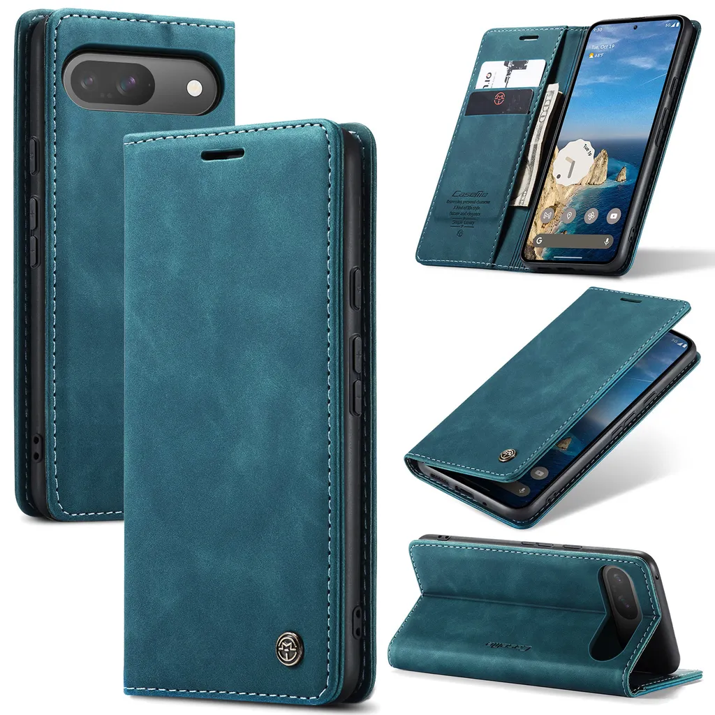Custodia Antishock Google Pixel 10 / 10 Pro - Blu Retrò Pelle PU