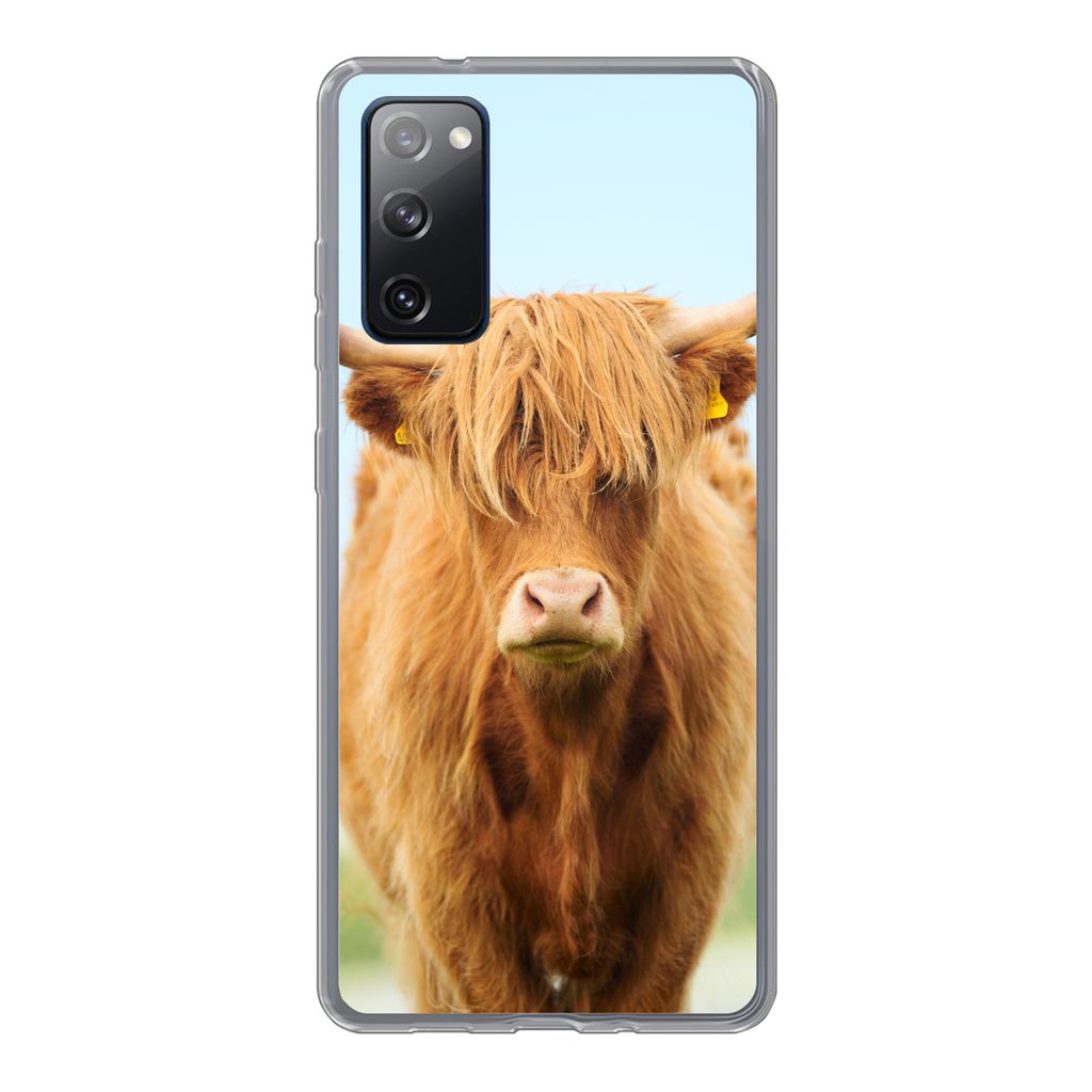 MuchoWow Handyhülle Schutzhülle Hülle für Samsung Galaxy S20 FE Schottischer Highlander - Haare - Gras Silikon Softcase Handy Hülle - Abdeckung