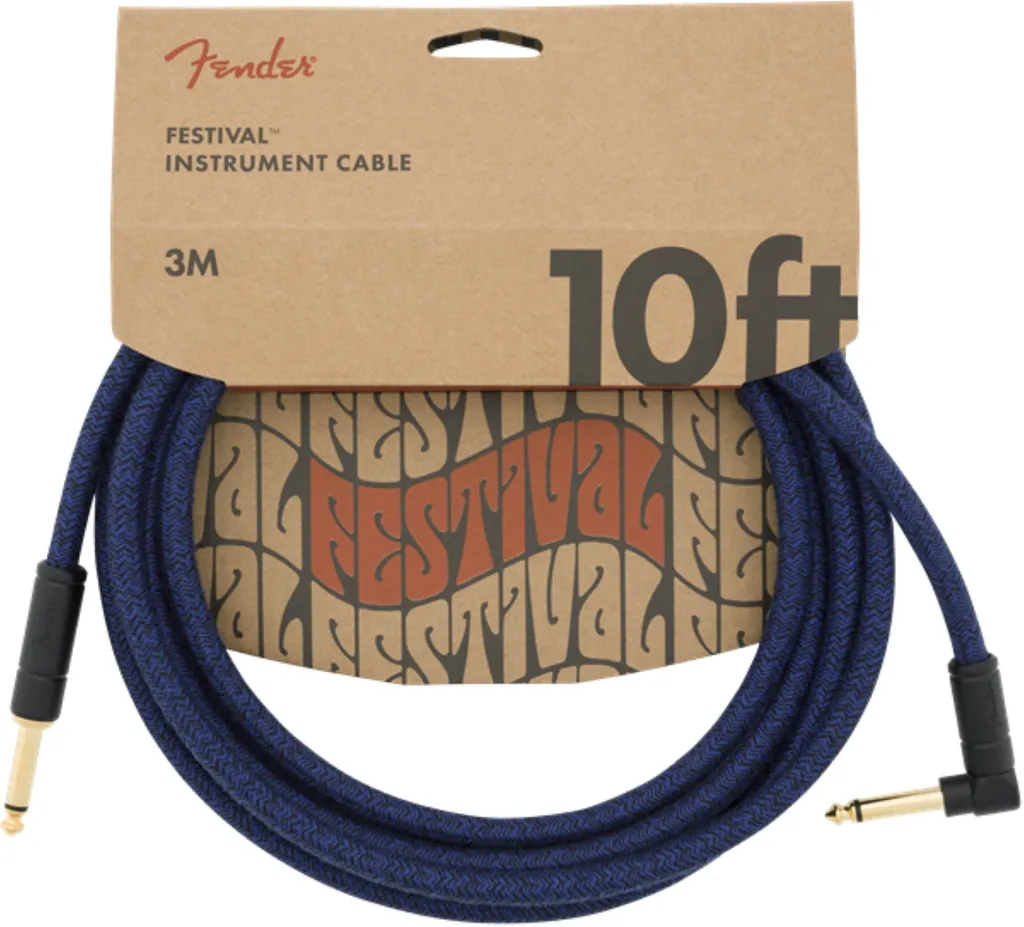 Câble Instrument Fender Festival Hemp 3m - Protection Anti-Nœuds Or