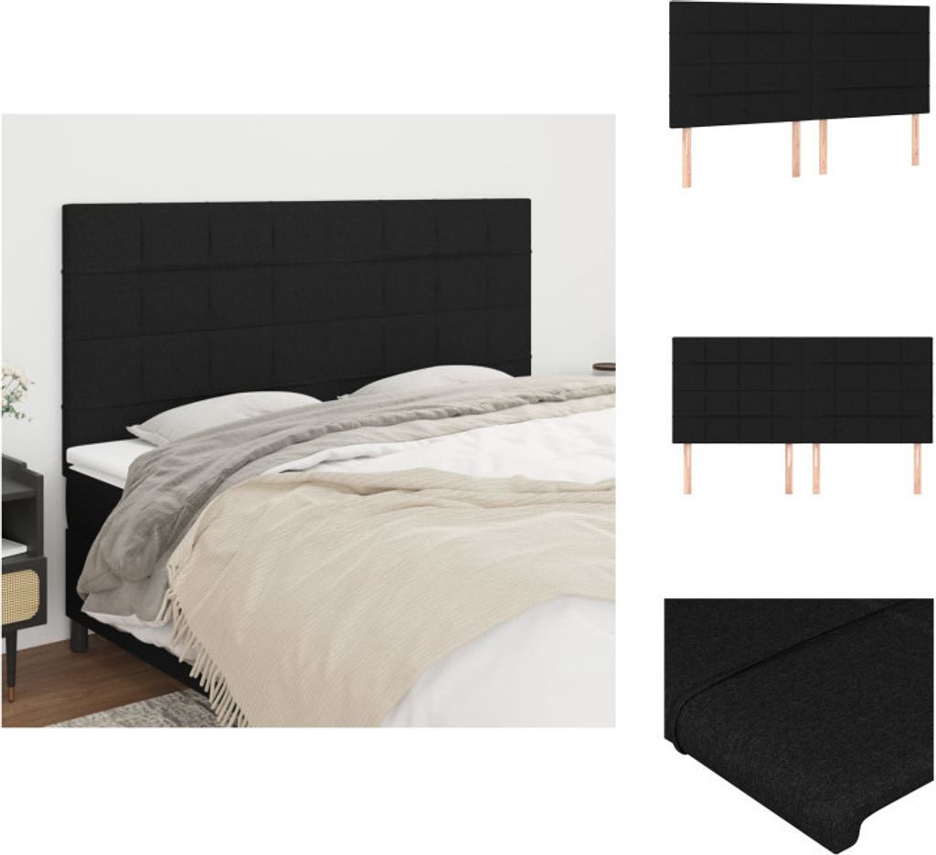 vidaXL Kopfteile 4 Stk. Schwarz 100x5x78/88 cm Stoff - Kopf- & Fußenden