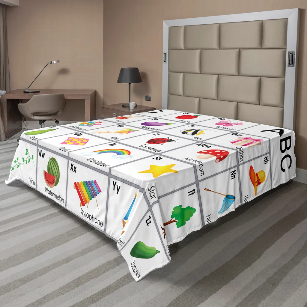 Drap de dessus éducatif motifs animaux et lettres pour lit d'enfant