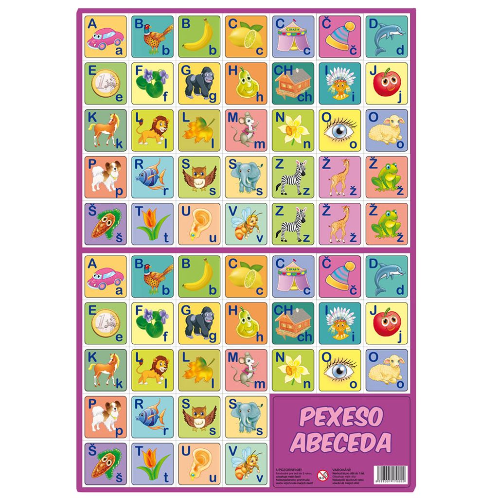 Memory-Spiel Alphabetische Rätsel: 32 Bildpaare zum Ausschneiden mit Cartoon-Bildern und Buchstaben für Kinder
