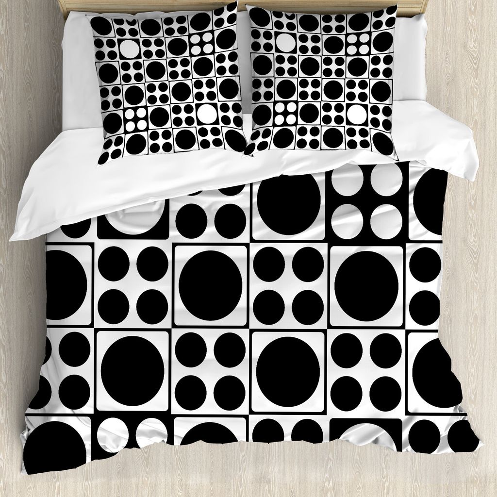 ABAKUHAUS Geometrisch Bettbezug Set für Einzelbetten, Große und kleinere Kreise, Milbensicher Allergiker geeignet mit Kissenbezug, 155 cm x 220 c...