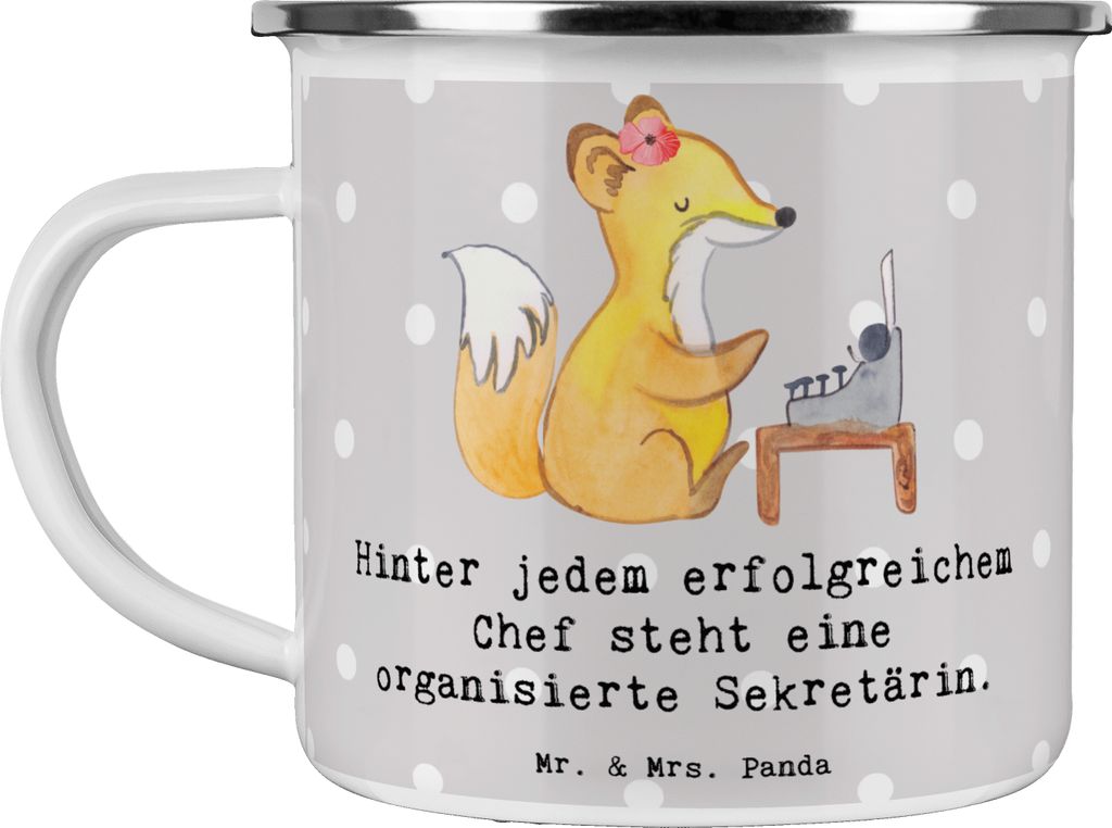 Mr. & Mrs. Panda Pott Sekretärin Erfolg - Grau Pastell - Geschenk, Berufe, Büroorganisation, Geschenke für Berufstätige, Beruf, personalisierte...